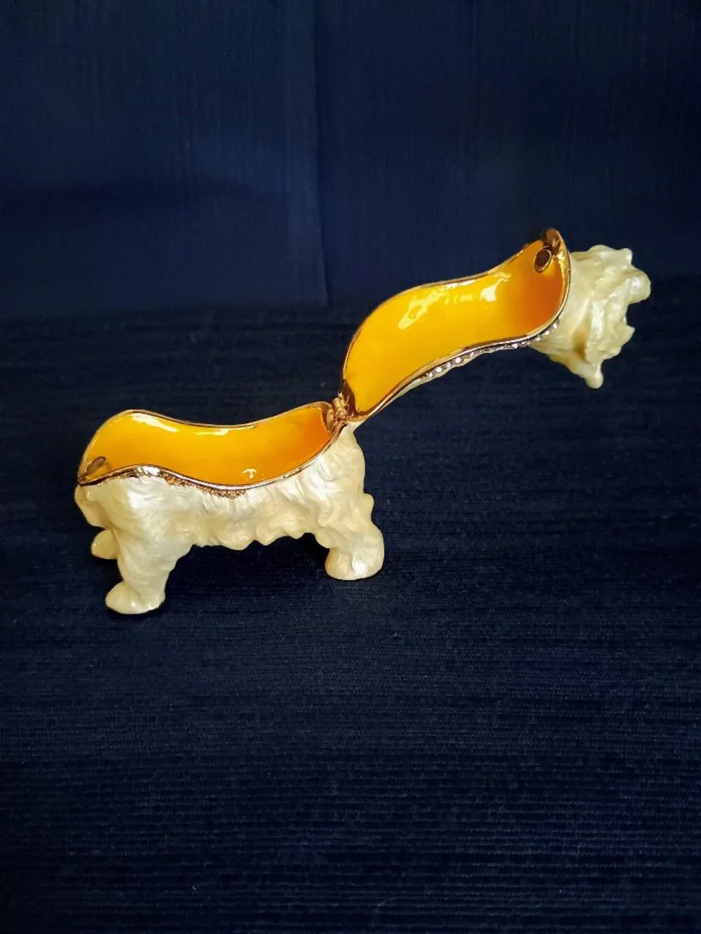White Terrier Dog Jeweled Enameled Trinket Box